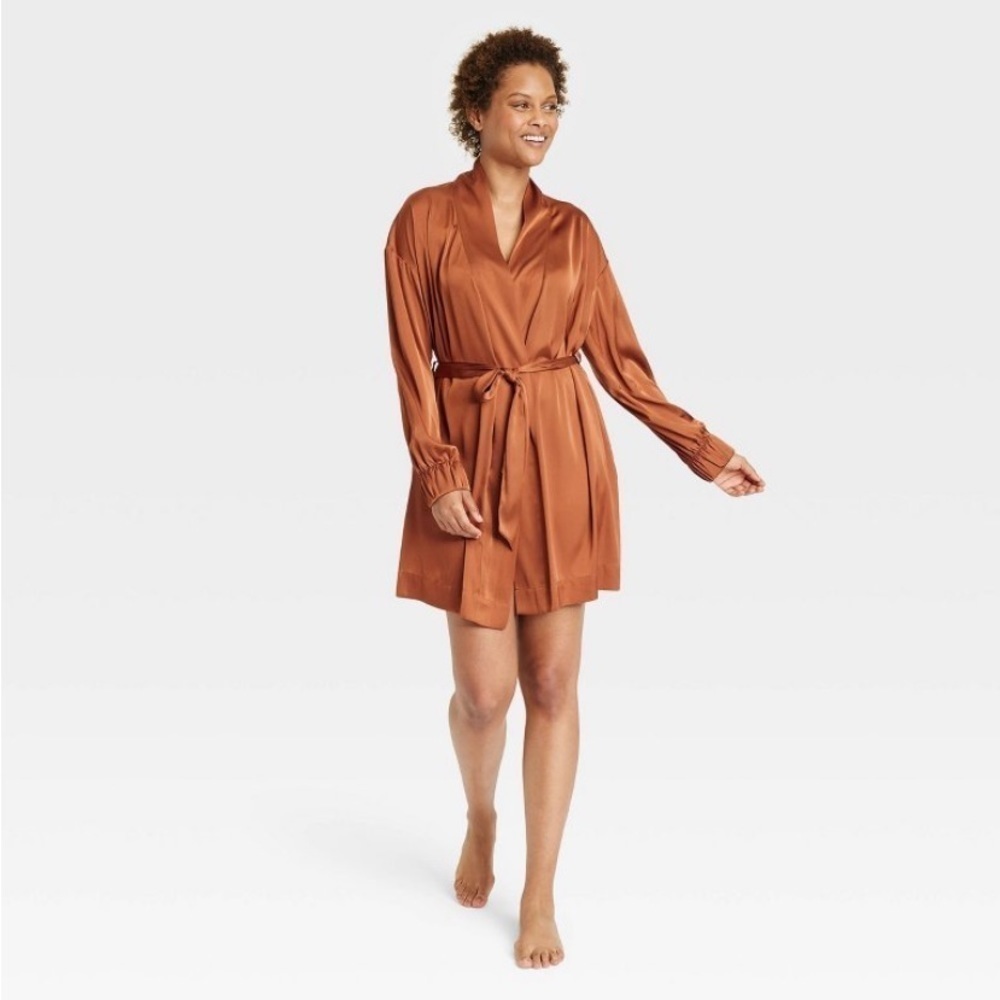 Women's Satin Robe - Stars Above Brown new